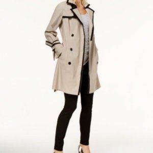 NWT INC Tan Cream Trench Coat Black Lining M